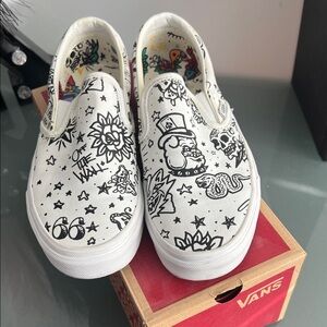 Vans Classic Slip-On - Tattoo and White